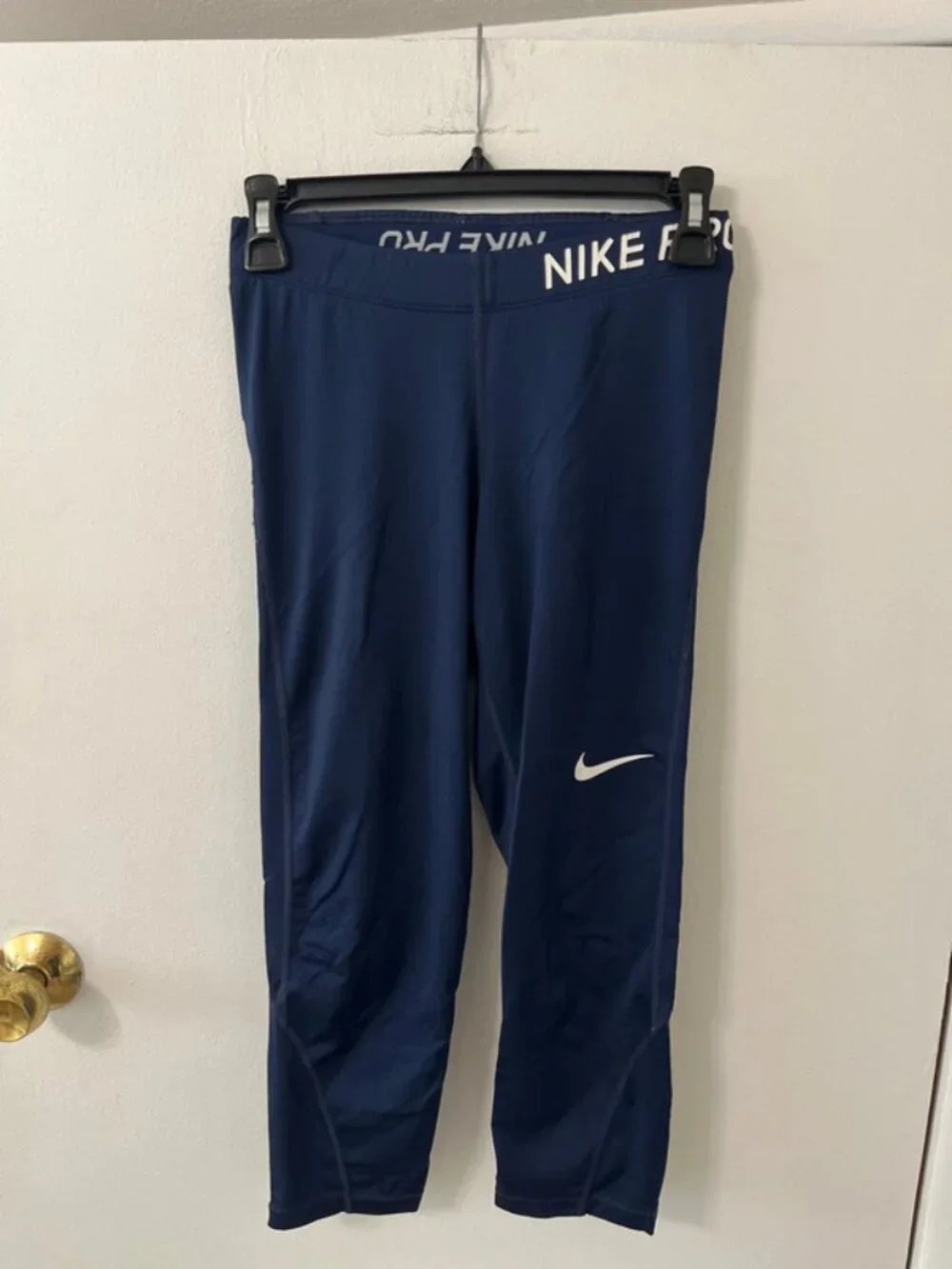 NIKE Pro Small Navy Midi Athletic Pants Blue Size S